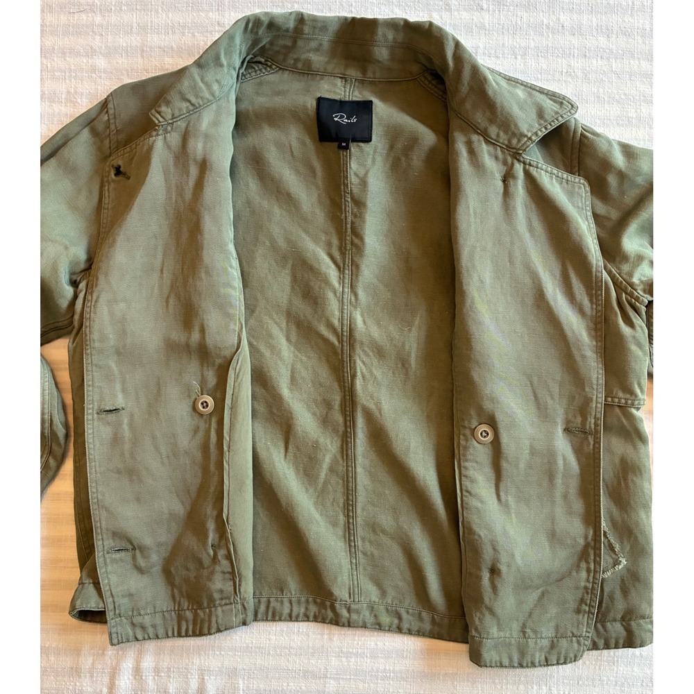 Rails Barclay Sage Green Tencel Linen Double Breasted Utility Jacket Medium - Picture 7 of 8